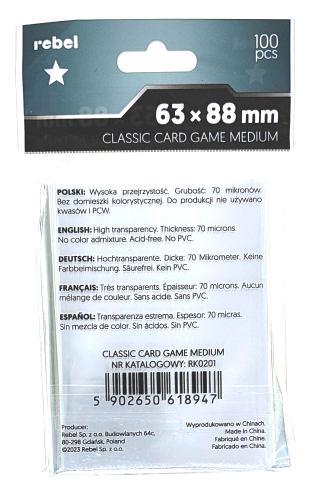 Koszulki na karty Rebel (63x88 mm) Corvus Classic Card Game Medium 100 szt.