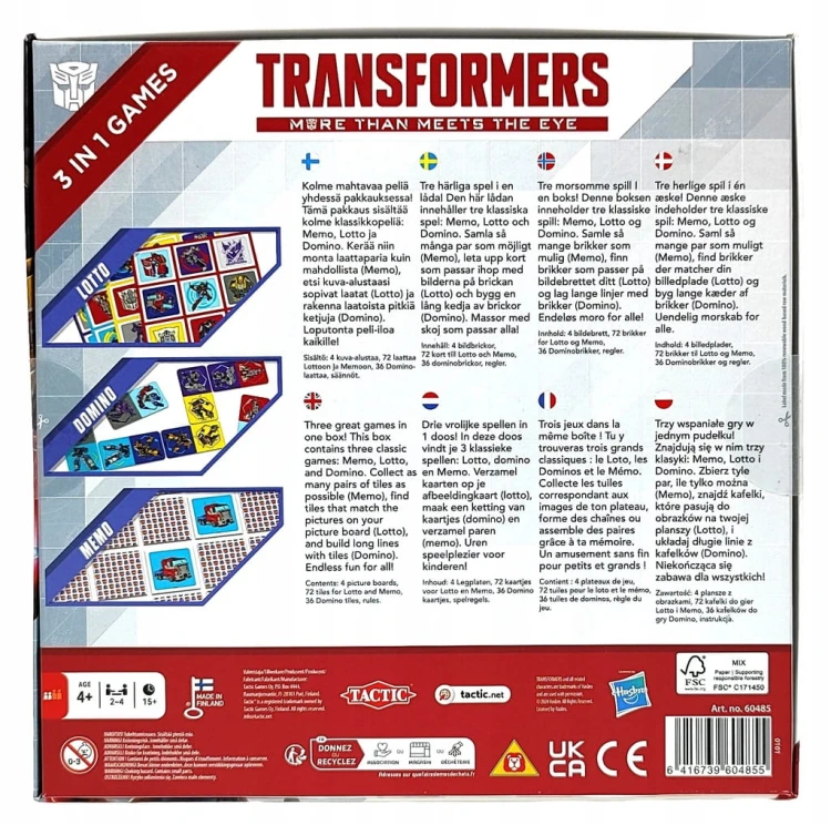 Transformers gra 3w1 (Lotto, Domino, Memo).