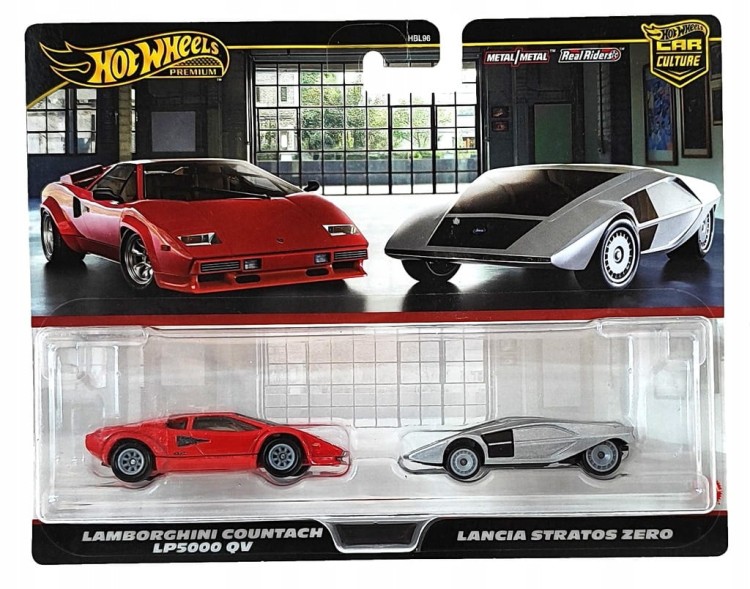 Hot Wheels Premium - Lamborghini Countach LP5000 QV, Lancia Stratos Zero