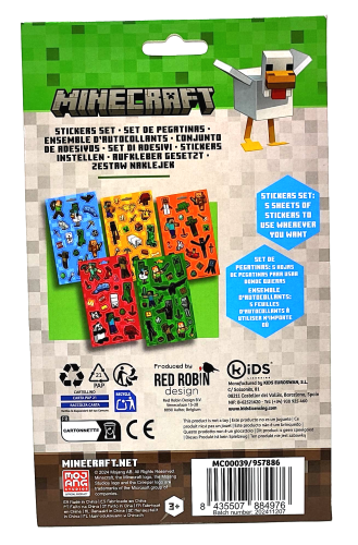 Pakiet naklejek Minecraft - 5 arkuszy