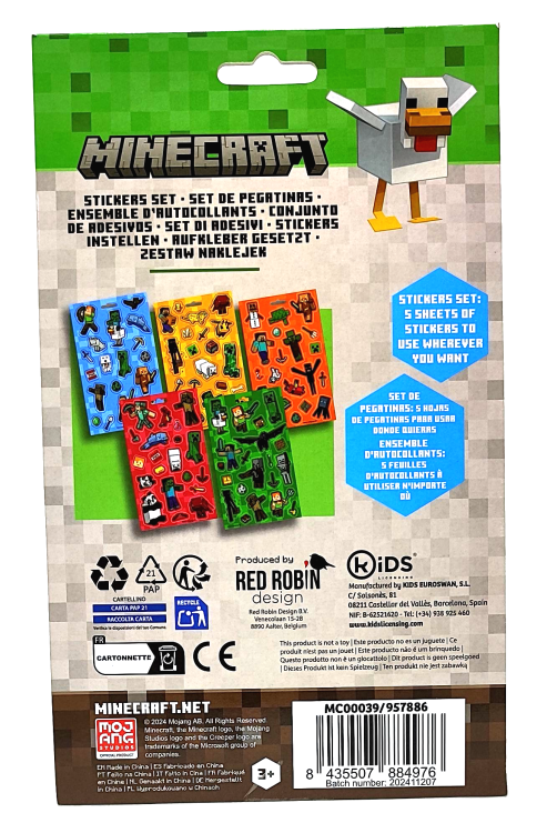 Pakiet naklejek Minecraft - 5 arkuszy