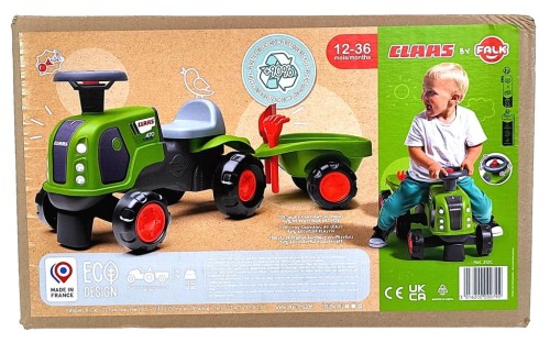 FALK Traktor jeździk Claas 470 Arion zielony z przyczepką, zestaw do piasku