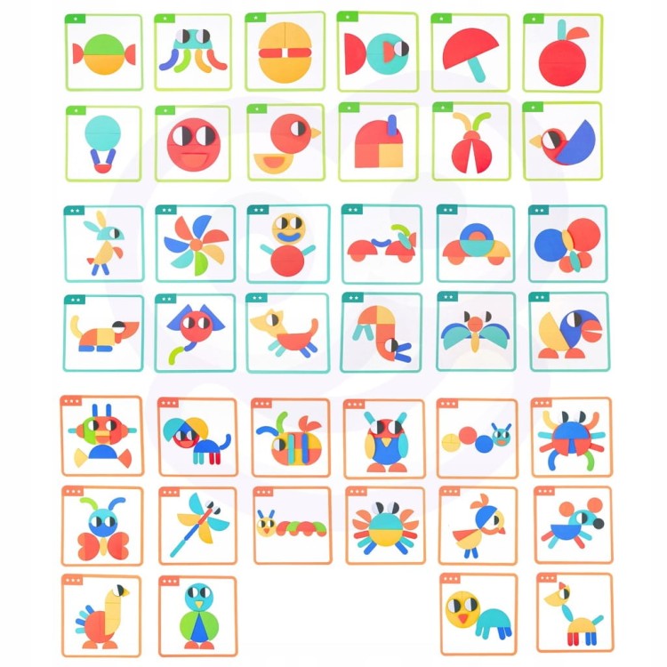 Woopie Green Drewniana układanka Montessori 40 wzorów.