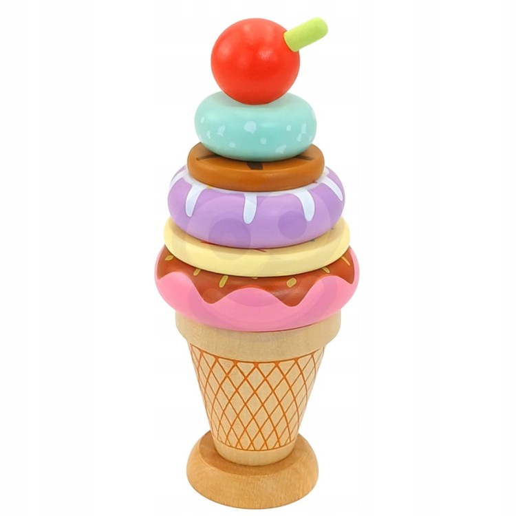 Woopie Green Drewniane lody - układanka Montessori cukiernia dla dzieci.