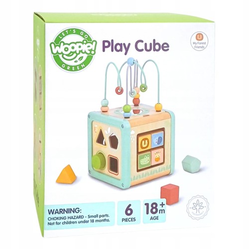 Woopie Green Drewniana kostka aktywności edukacyjny sorter dla dzieci.