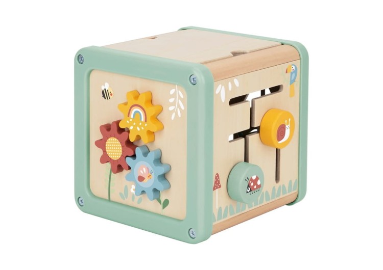 Woopie Green Drewniana kostka aktywności edukacyjny sorter dla dzieci.