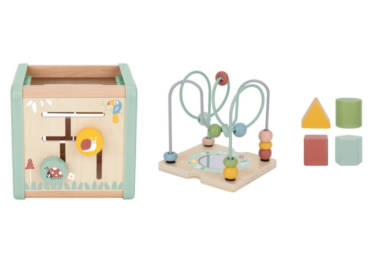 Woopie Green Drewniana kostka aktywności edukacyjny sorter dla dzieci.