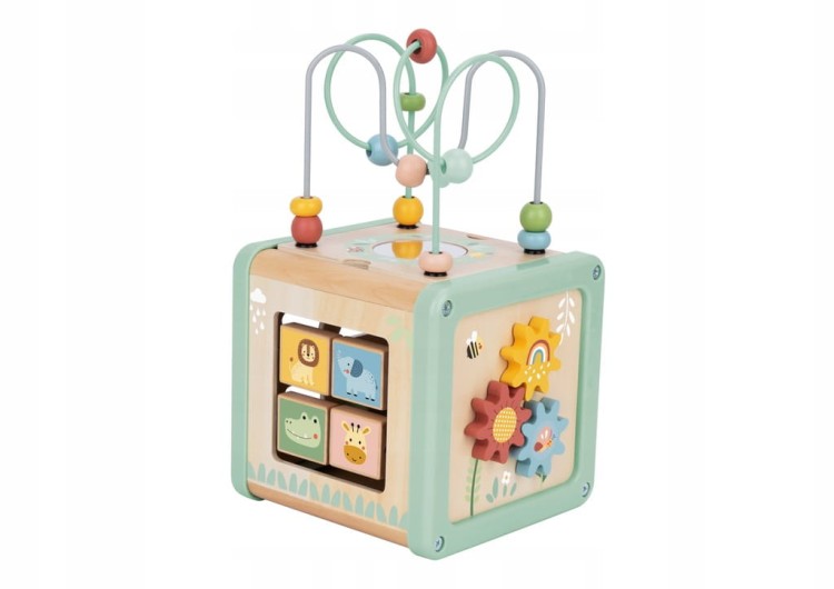 Woopie Green Drewniana kostka aktywności edukacyjny sorter dla dzieci.