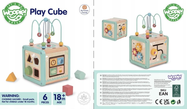 Woopie Green Drewniana kostka aktywności edukacyjny sorter dla dzieci.