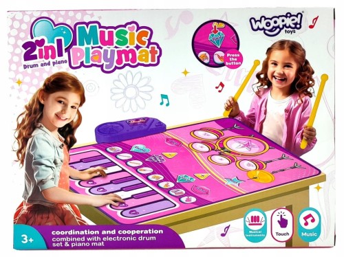 WOOPIE Duża mata muzyczna 2w1 perkusja interaktywna pianino.