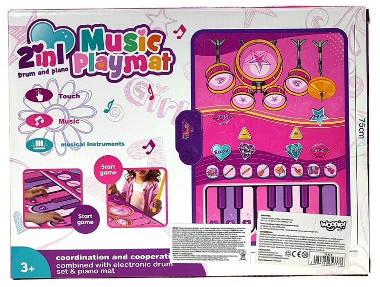 WOOPIE Duża mata muzyczna 2w1 perkusja interaktywna pianino.