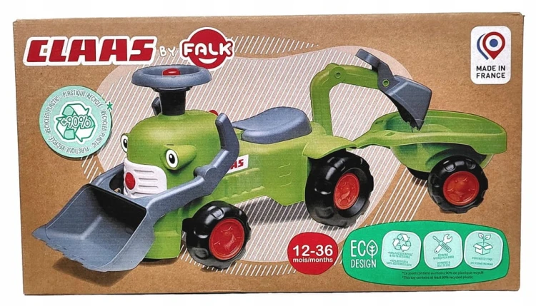 FALK Traktorek Claas jeździk z przyczepką, ładowarką i łyżką