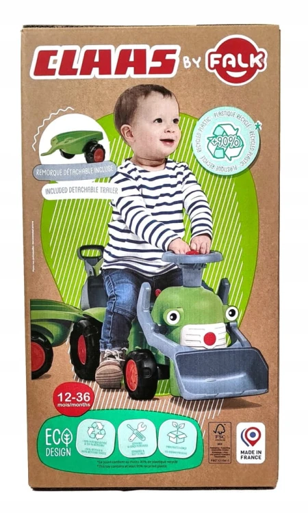 FALK Traktorek Claas jeździk z przyczepką, ładowarką i łyżką