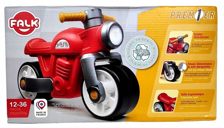 FALK Jeździk biegowy ciche koła - Motor Prem1er Retro Czerwony