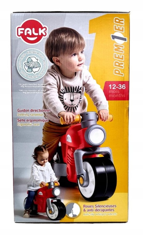 FALK Jeździk biegowy ciche koła - Motor Prem1er Retro Czerwony