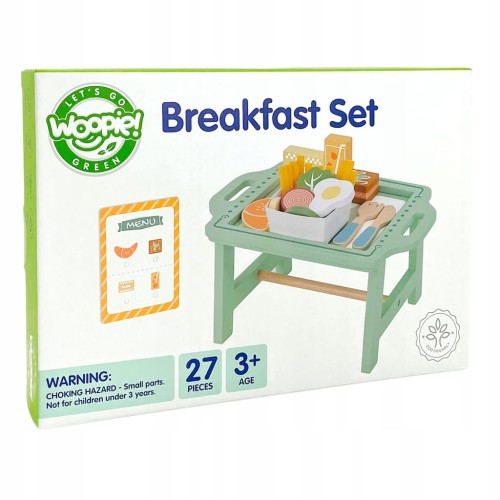 Woopie Green Drewniany zestaw śniadaniowy ze stolikiem