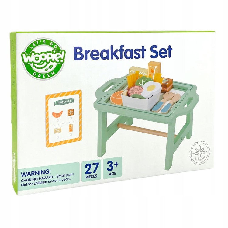 Woopie Green Drewniany zestaw śniadaniowy ze stolikiem