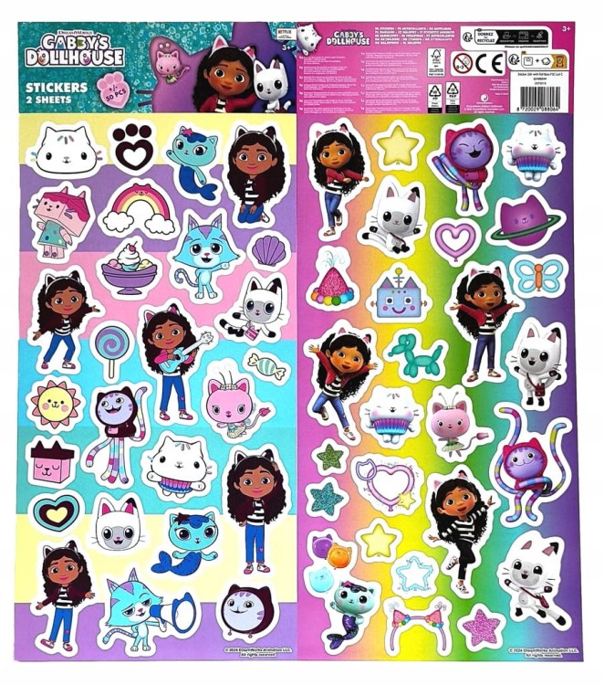 Naklejki Koci domek Gabi +/- 50 szt. - 2 arkusze