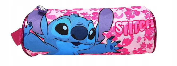 Różowy piórnik tuba z uchwytem Disney Stitch 22 x 8 cm