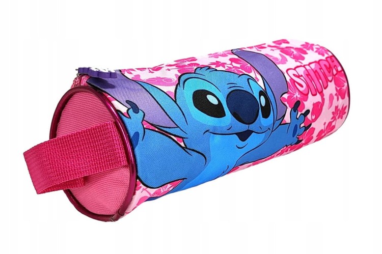 Różowy piórnik tuba z uchwytem Disney Stitch 22 x 8 cm