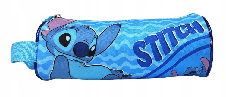 Niebieski piórnik tuba z uchwytem Disney Stitch 22 x 8 cm