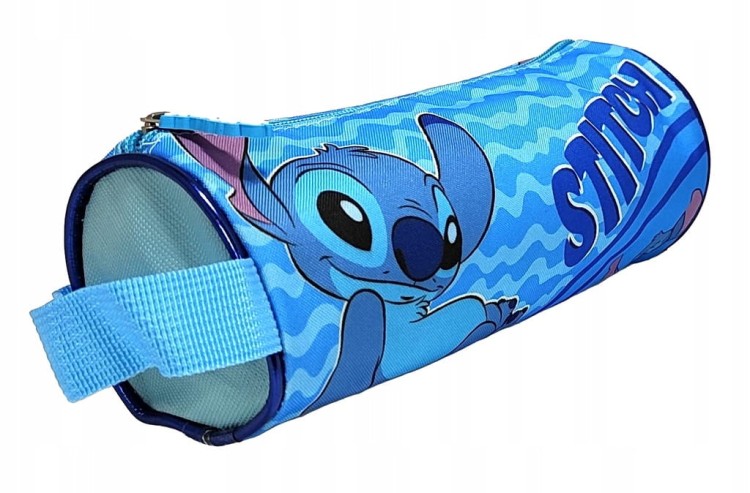 Niebieski piórnik tuba z uchwytem Disney Stitch 22 x 8 cm