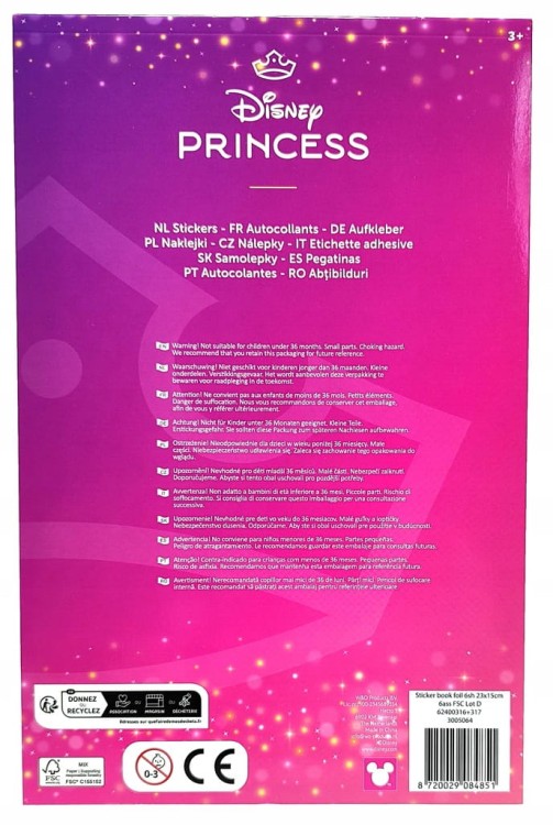 Naklejki holo Disney Księżniczki - 6 arkuszy.