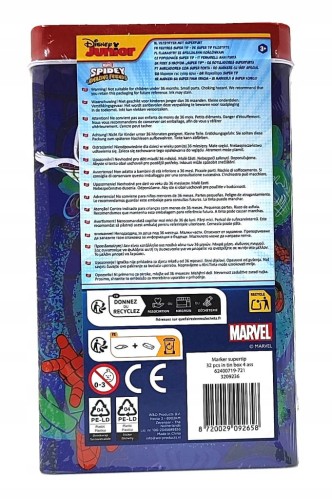 Zestaw flamastrów w metalowej puszce Marvel Spidey - 32 kolory