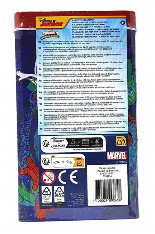 Zestaw flamastrów w metalowej puszce Marvel Spidey - 32 kolory