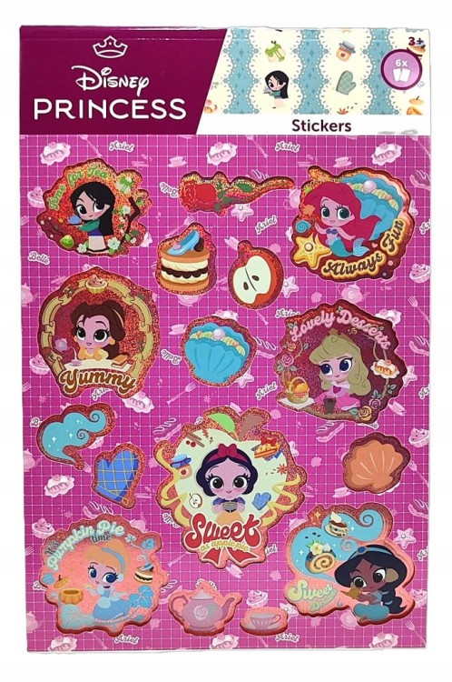 Naklejki holo Disney Księżniczki - 6 arkuszy.