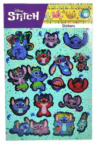 Naklejki holo Disney Stitch - 6 arkuszy.