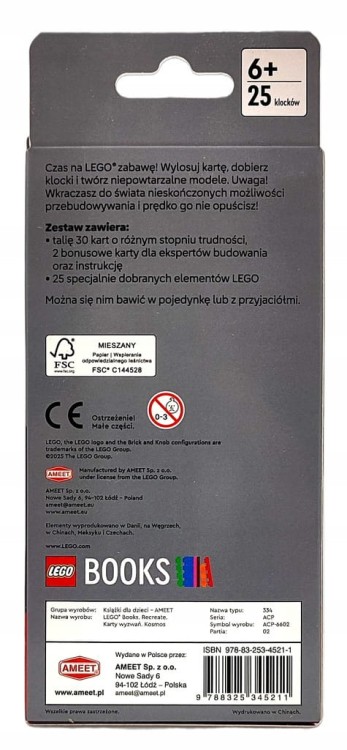Lego Recreate karty wyzwań Kosmos