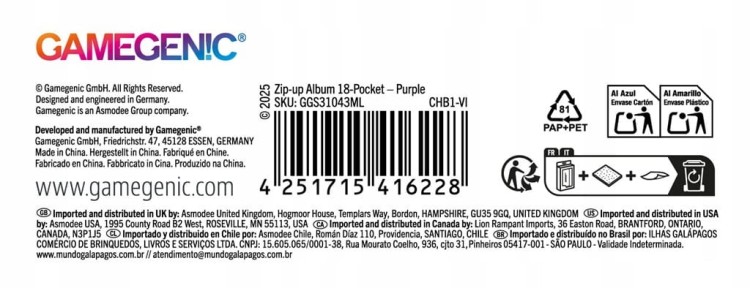 Album na karty: Gamegenic: Zip-Up Album 18-Pocket - Fioletowy
