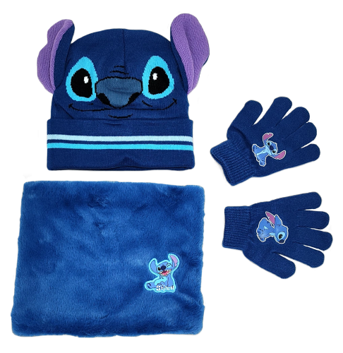 Pakiet zimowy czapka + rękawiczki + komin Disney Stitch.