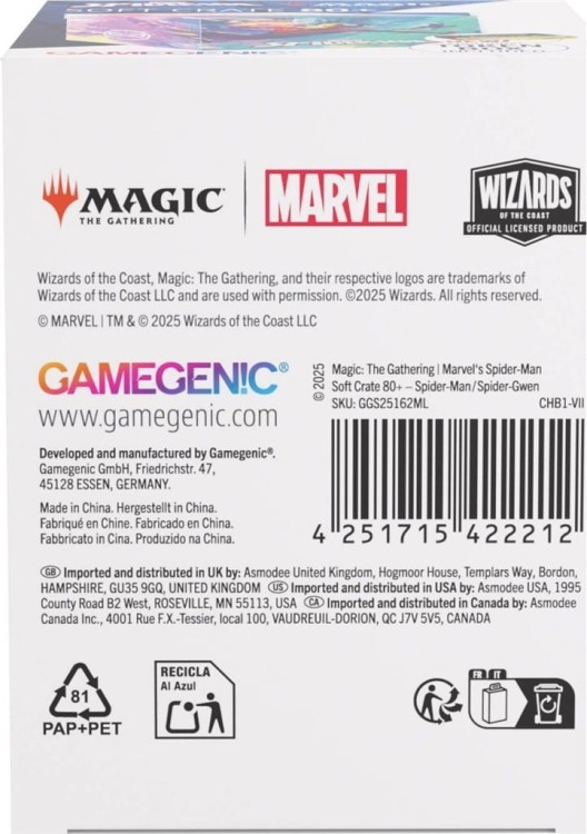 Gamegenic: Magic the Gathering - Marvel's Spider-Man - Soft Crate 80+ - Spider-Man