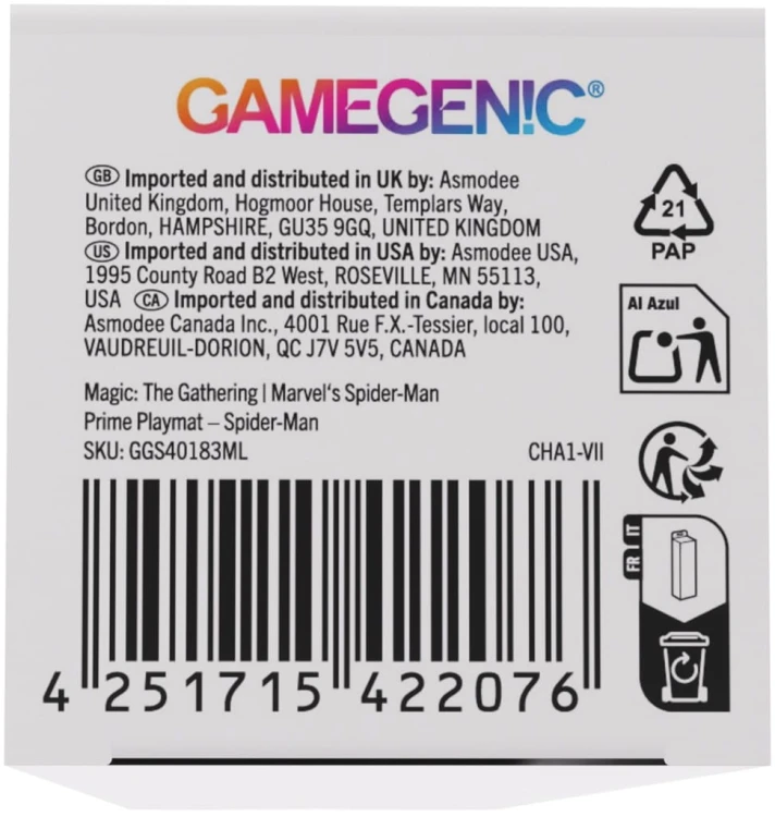 Mata Gamegenic: Magic the Gathering - Marvel's Spider-Man - Prime Playmat - Spider Man