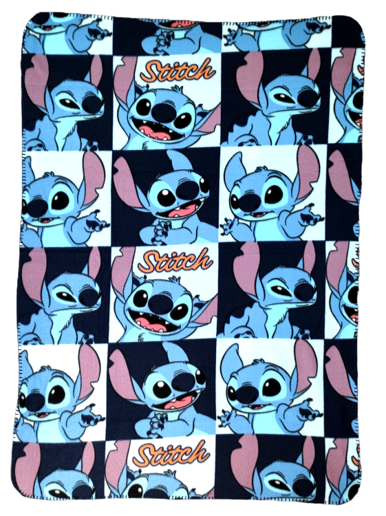 Wielokolorowy miękki kocyk Disney Stitch - szachownica.