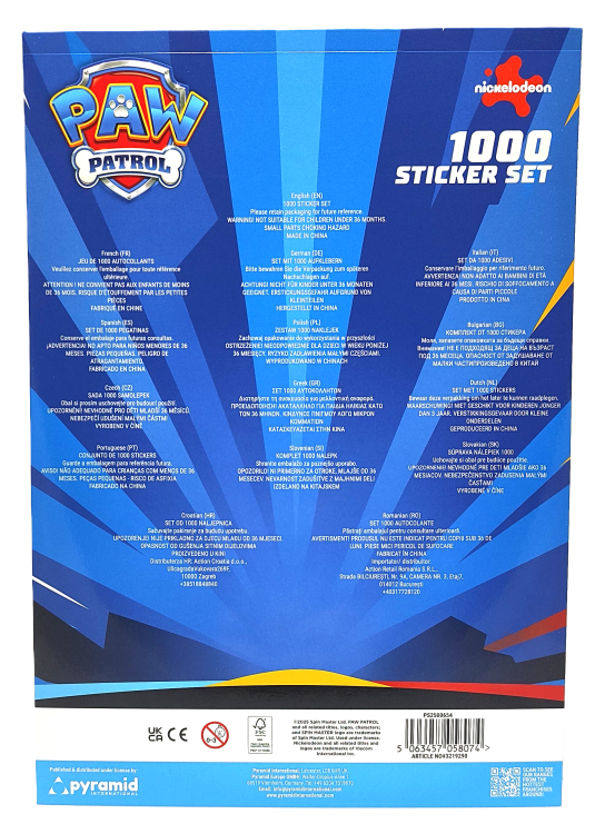 Zestaw naklejek Psi Patrol ok. 1000 sztuk.