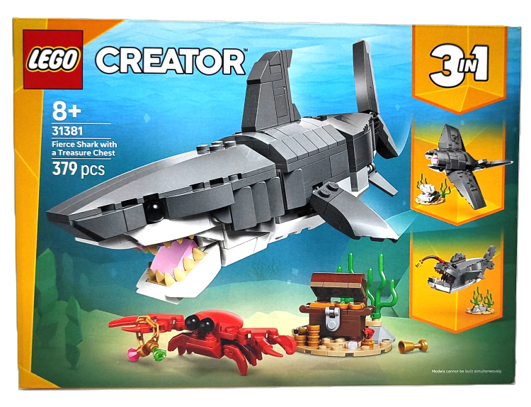 LEGO Creator 3 w 1 Groźny rekin i skrzynia skarbów 31381