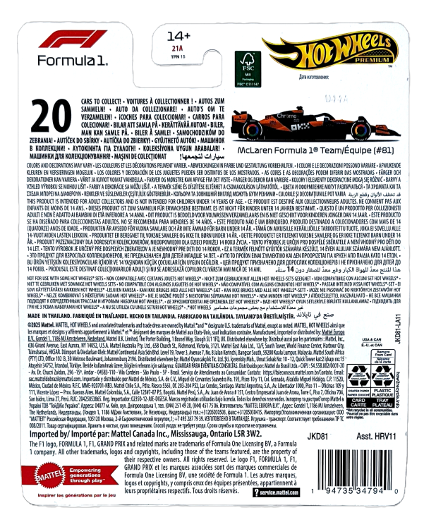 Hot Wheels Premium Formuła 1 McLaren Formula 1 Team 2025