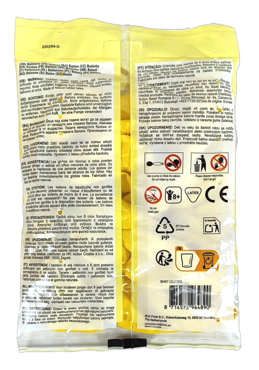 Żółte balony - 25 sztuk.