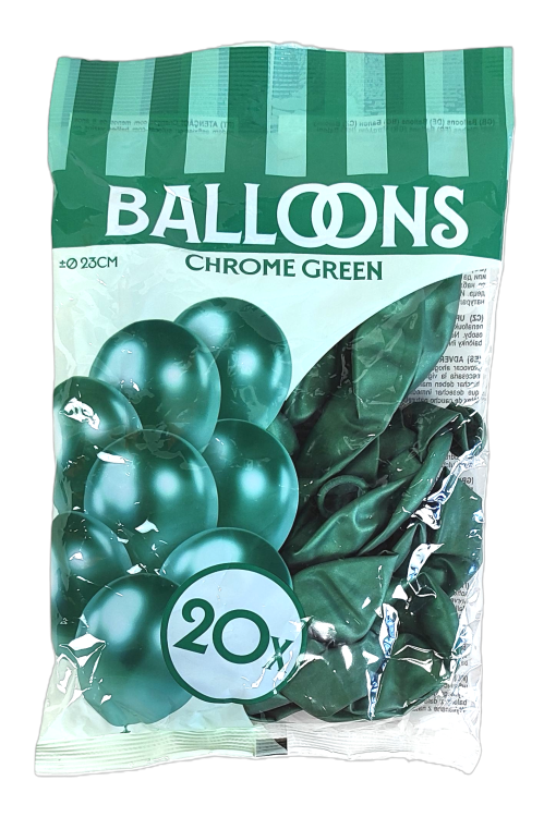 Chromowane balony 20 sztuk - zielone.