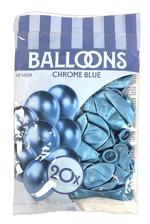 Chromowane balony 20 sztuk - Niebieskie