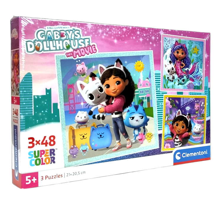 Puzzle Clementoni 3x48 Super kolor Koci domek Gabi 25002