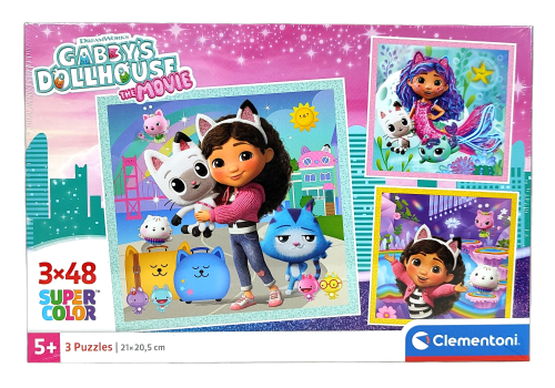 Puzzle Clementoni 3x48 Super kolor Koci domek Gabi 25002