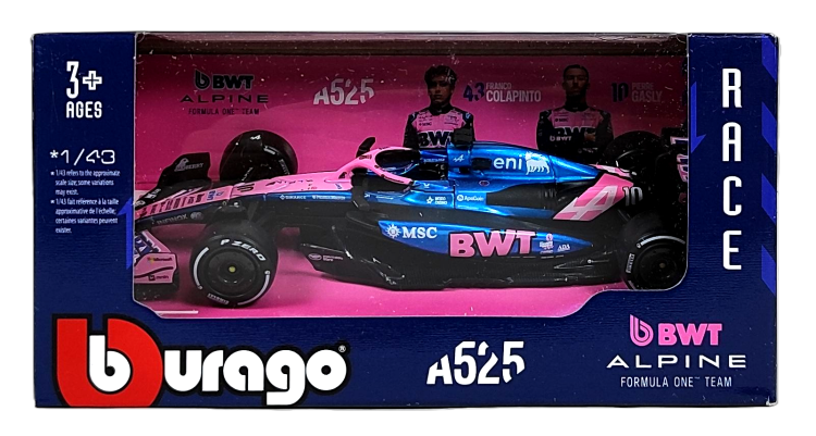 Bburago 1:43 BOLID F1 BWT Alpine Team A525 2025 Pierre Gasly