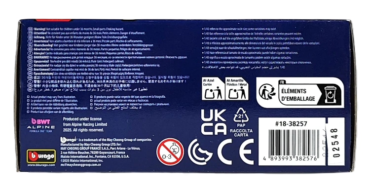 Bburago 1:43 BOLID F1 BWT Alpine Team A525 2025 Pierre Gasly